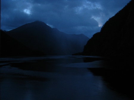 Night falls on the fjord.